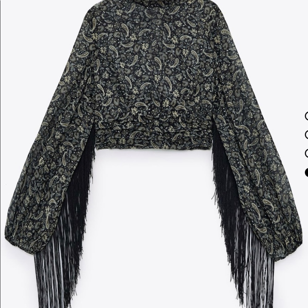 Zara printed blouse with fringes